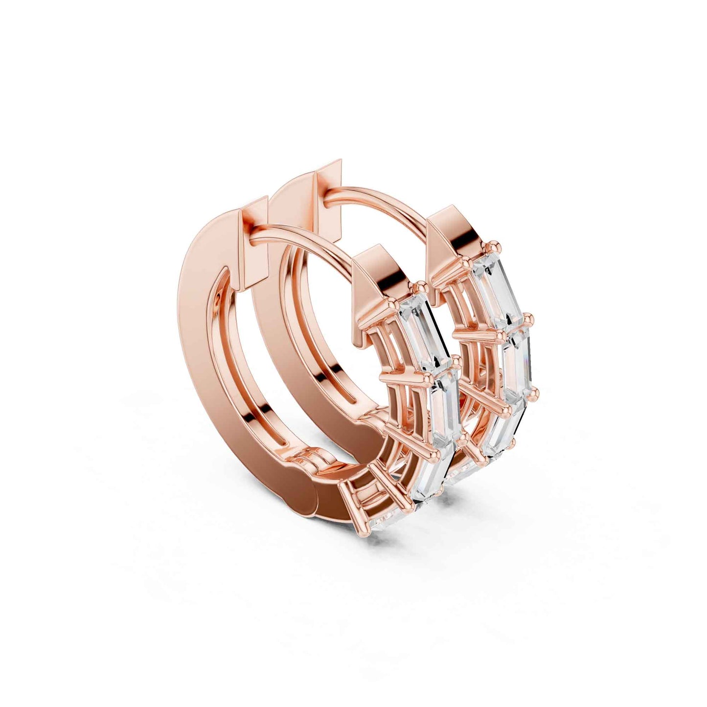 Baguette Straight Cut Lab Grown Diamond Hoop & Huggie Earrings