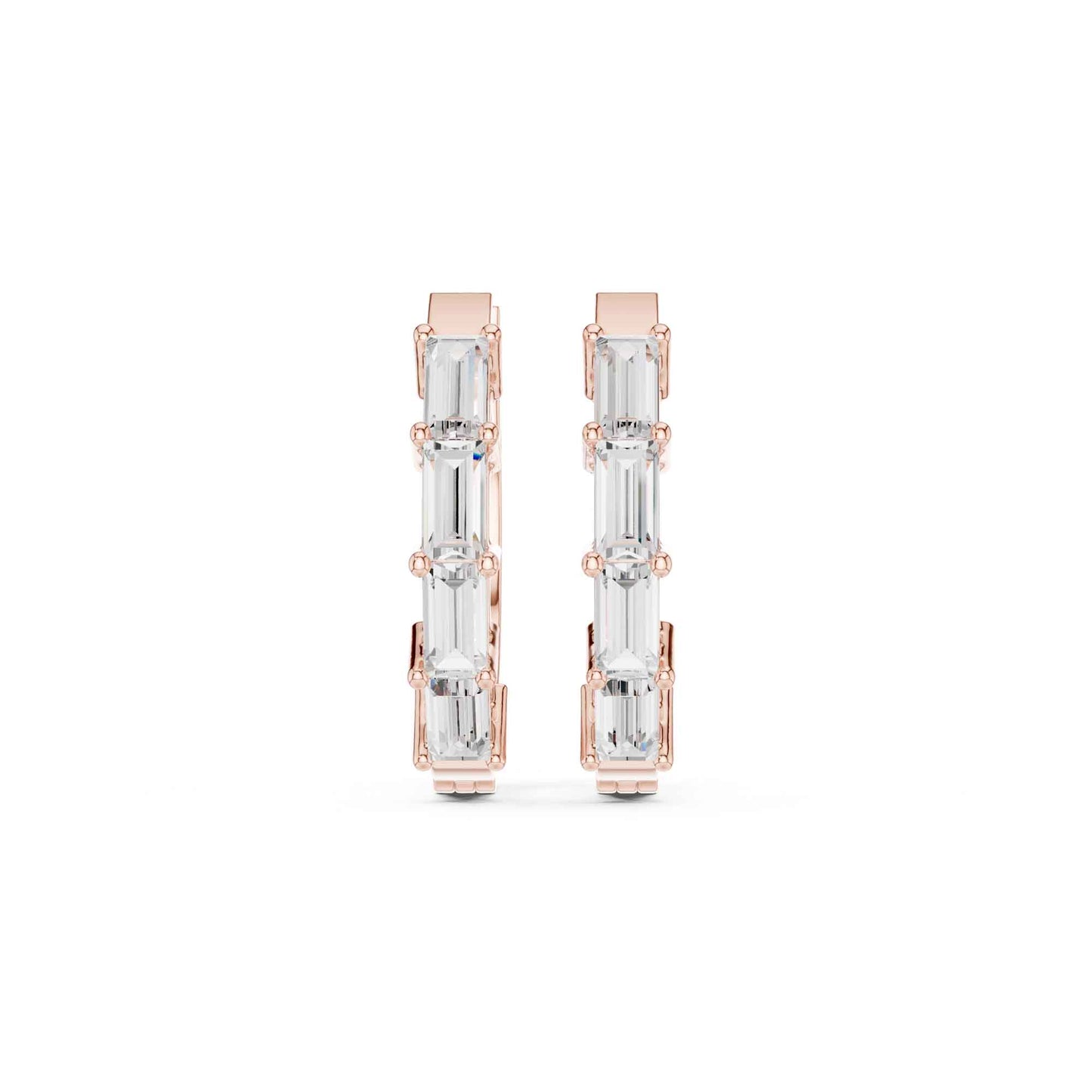 Baguette Straight Cut Lab Grown Diamond Hoop & Huggie Earrings
