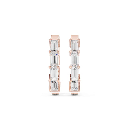 Baguette Straight Cut Lab Grown Diamond Hoop & Huggie Earrings