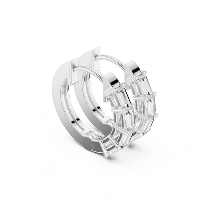 Baguette Straight Cut Lab Grown Diamond Hoop & Huggie Earrings