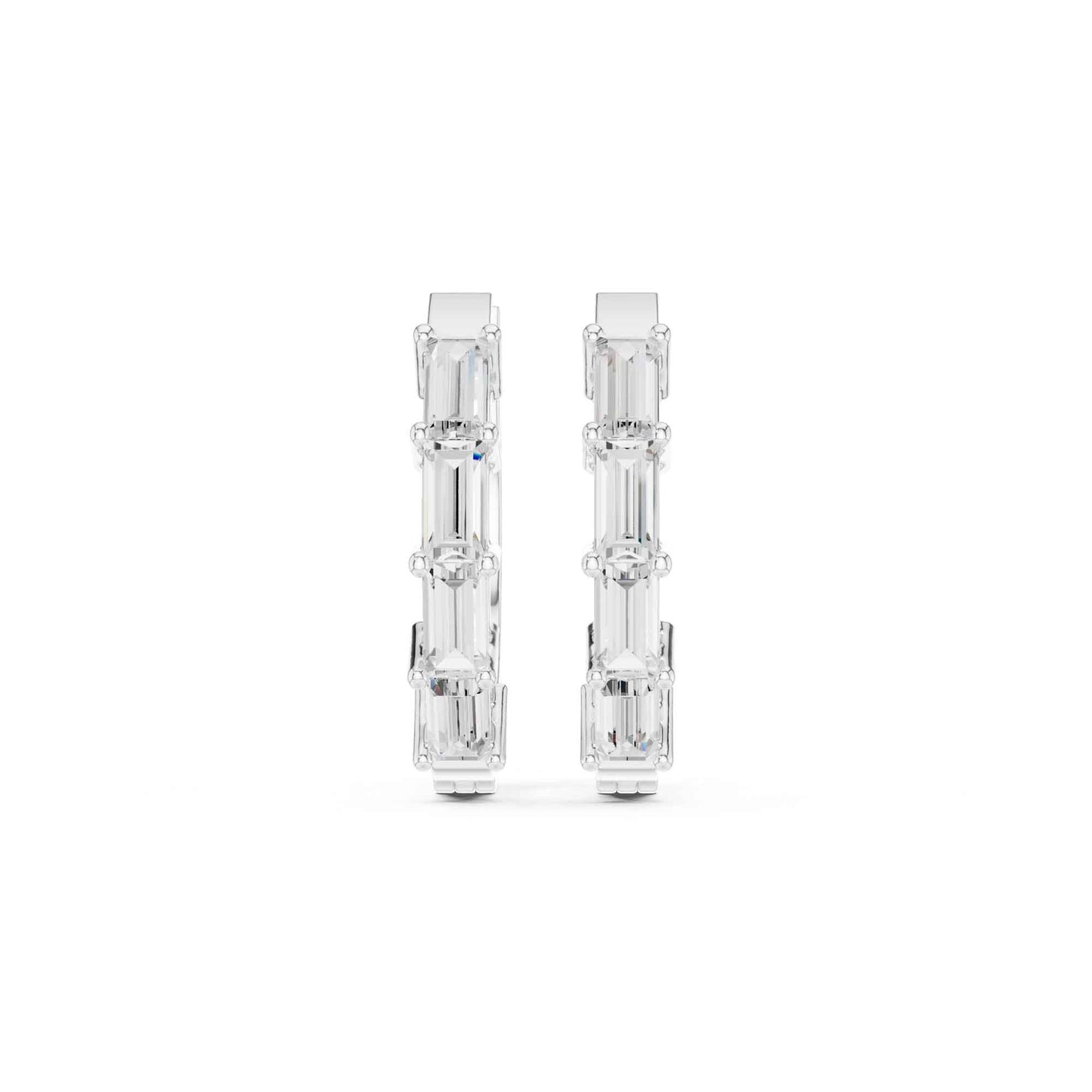 Baguette Straight Cut Lab Grown Diamond Hoop & Huggie Earrings