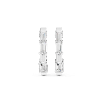 Baguette Straight Cut Lab Grown Diamond Hoop & Huggie Earrings