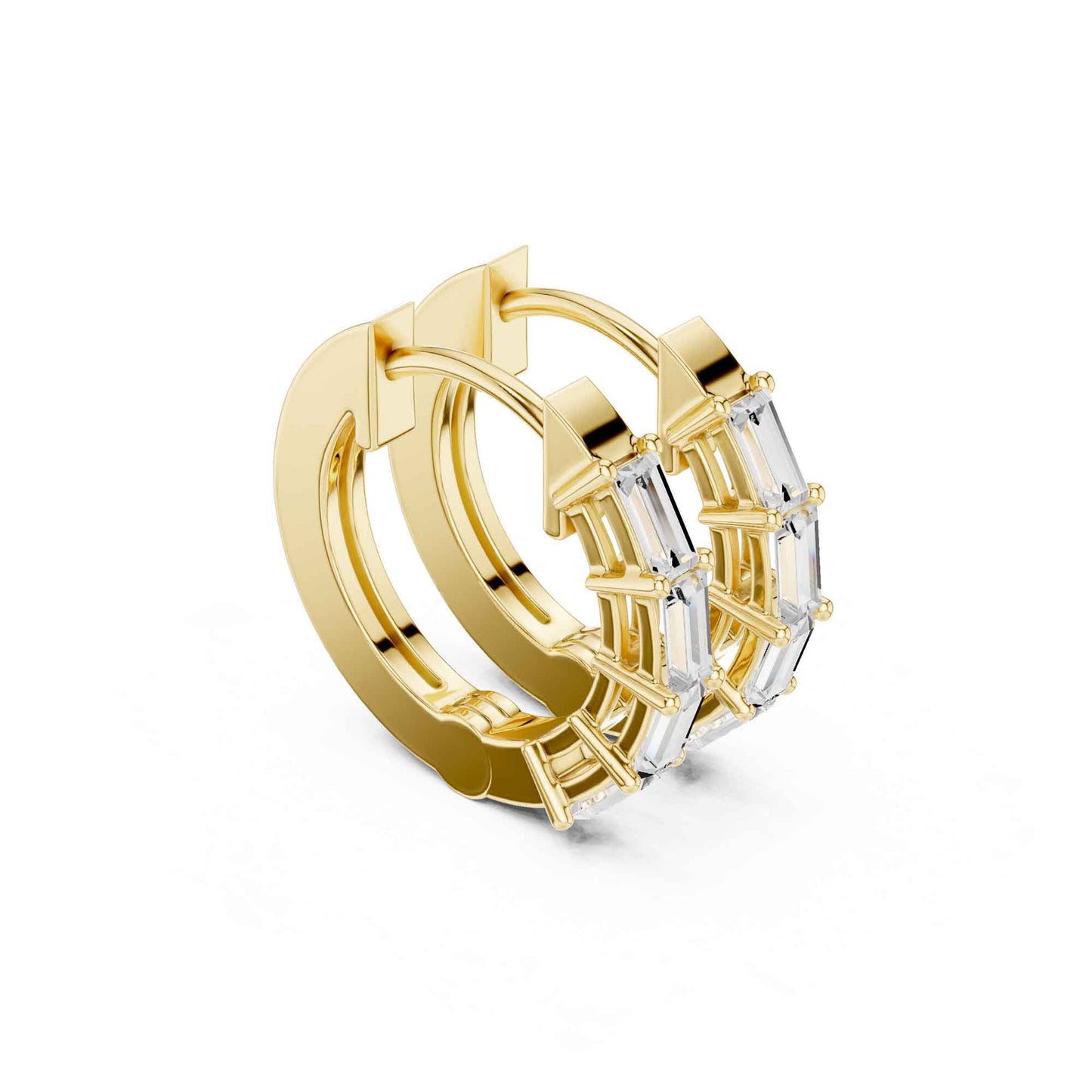 Baguette Straight Cut Lab Grown Diamond Hoop & Huggie Earrings