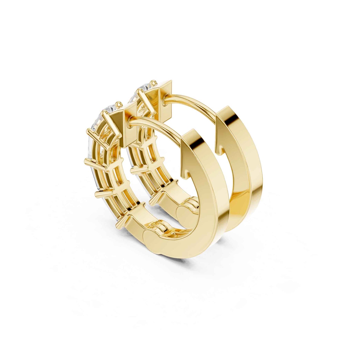 Baguette Straight Cut Lab Grown Diamond Hoop & Huggie Earrings