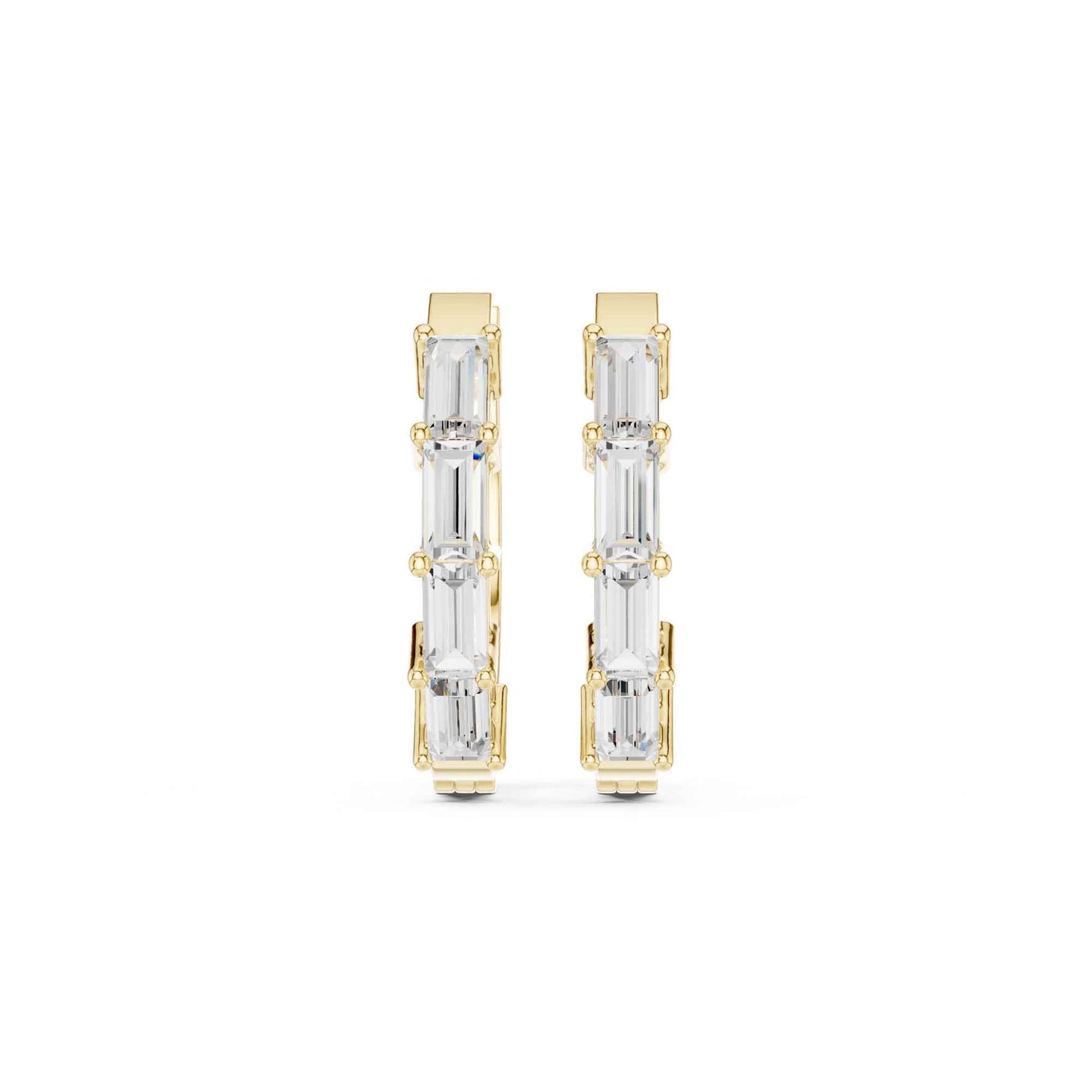 Baguette Straight Cut Lab Grown Diamond Hoop & Huggie Earrings