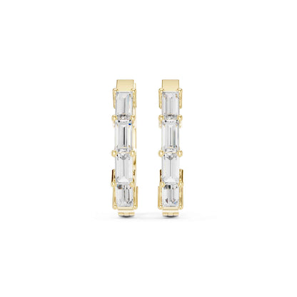 Baguette Straight Cut Lab Grown Diamond Hoop & Huggie Earrings