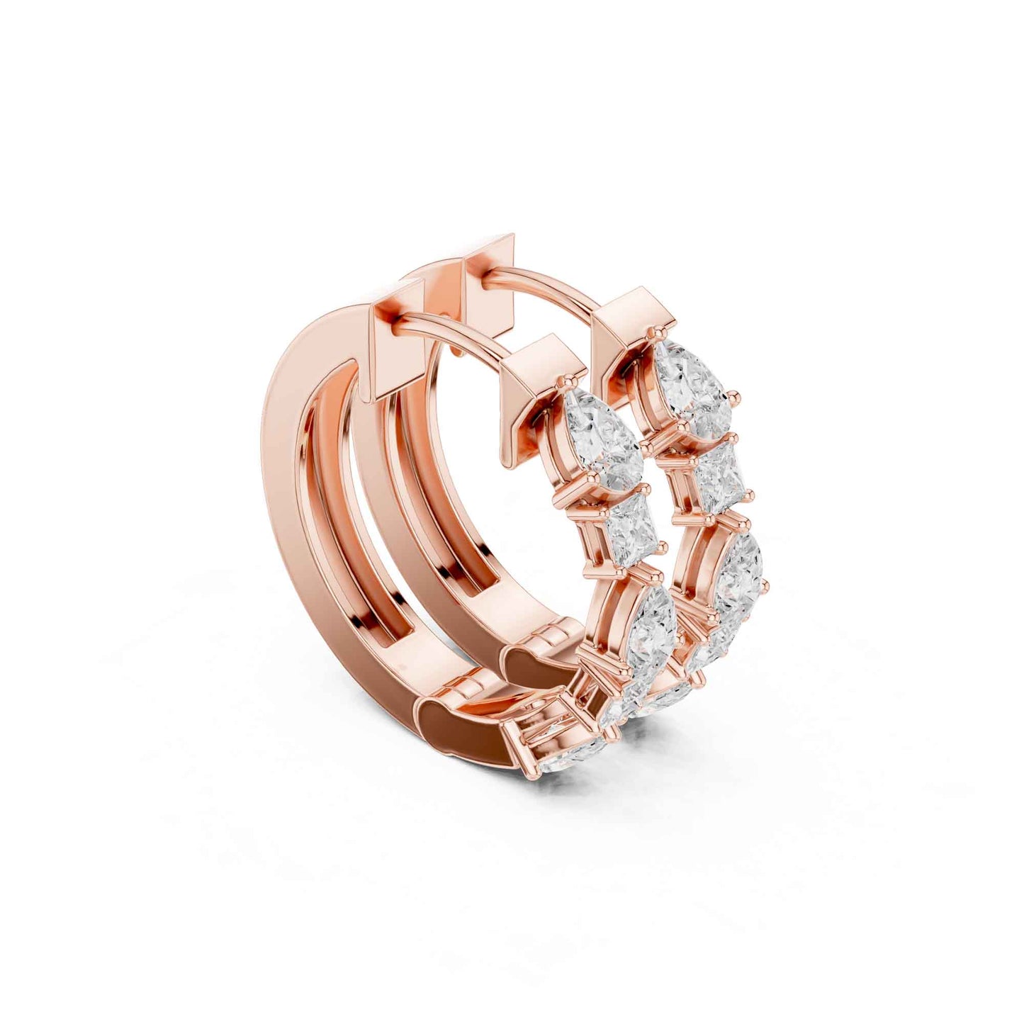 Pear & Princess Cut Lab Grown Diamond Hoop & Huggie Earrings