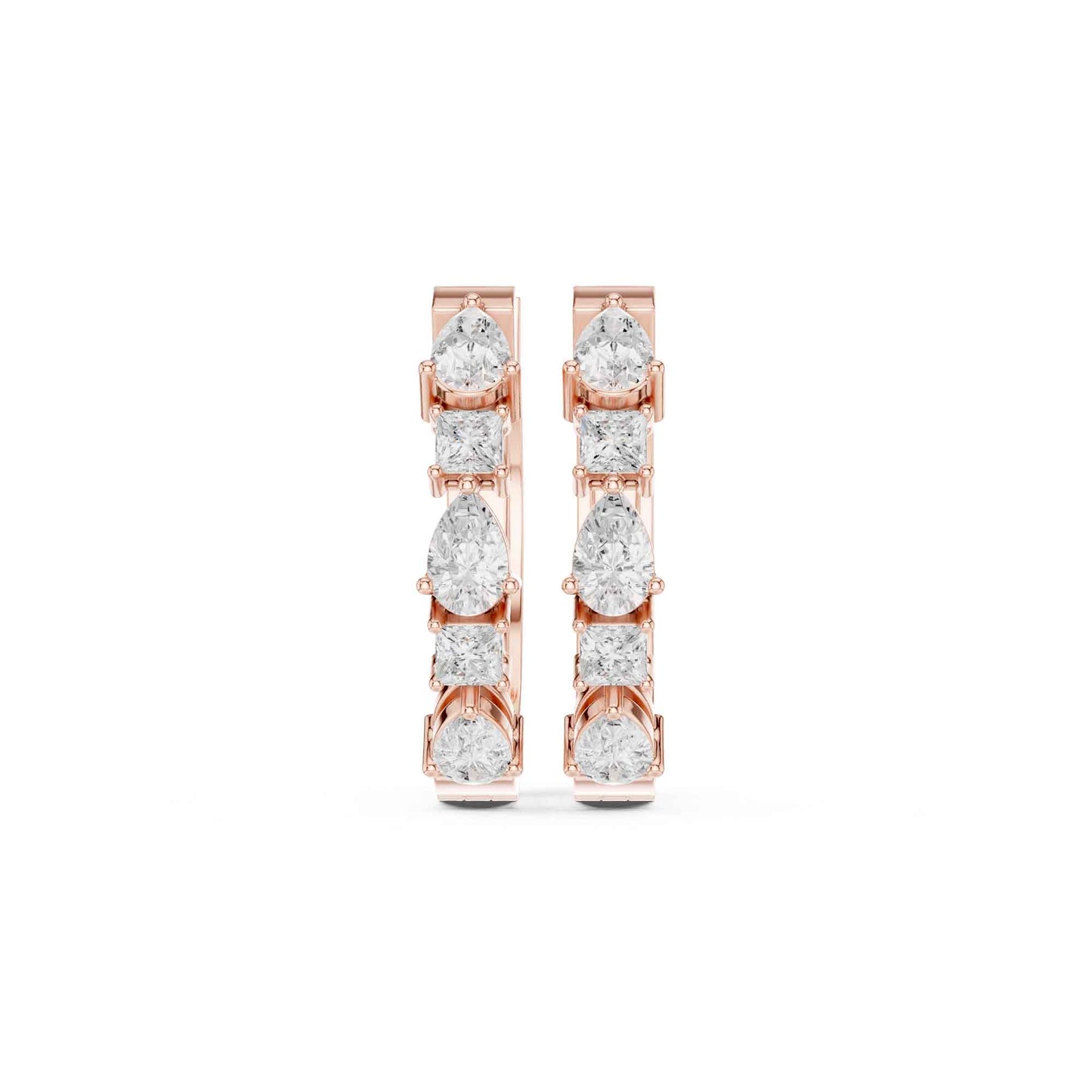 Pear & Princess Cut Lab Grown Diamond Hoop & Huggie Earrings