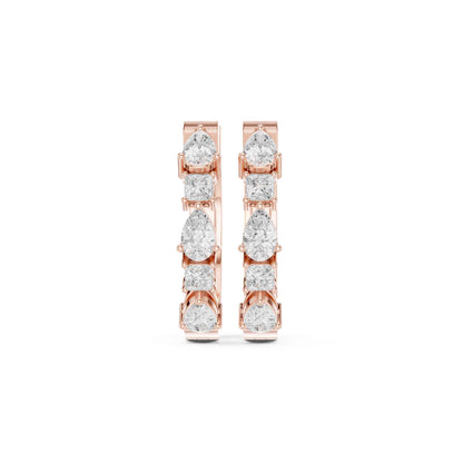 Pear & Princess Cut Lab Grown Diamond Hoop & Huggie Earrings