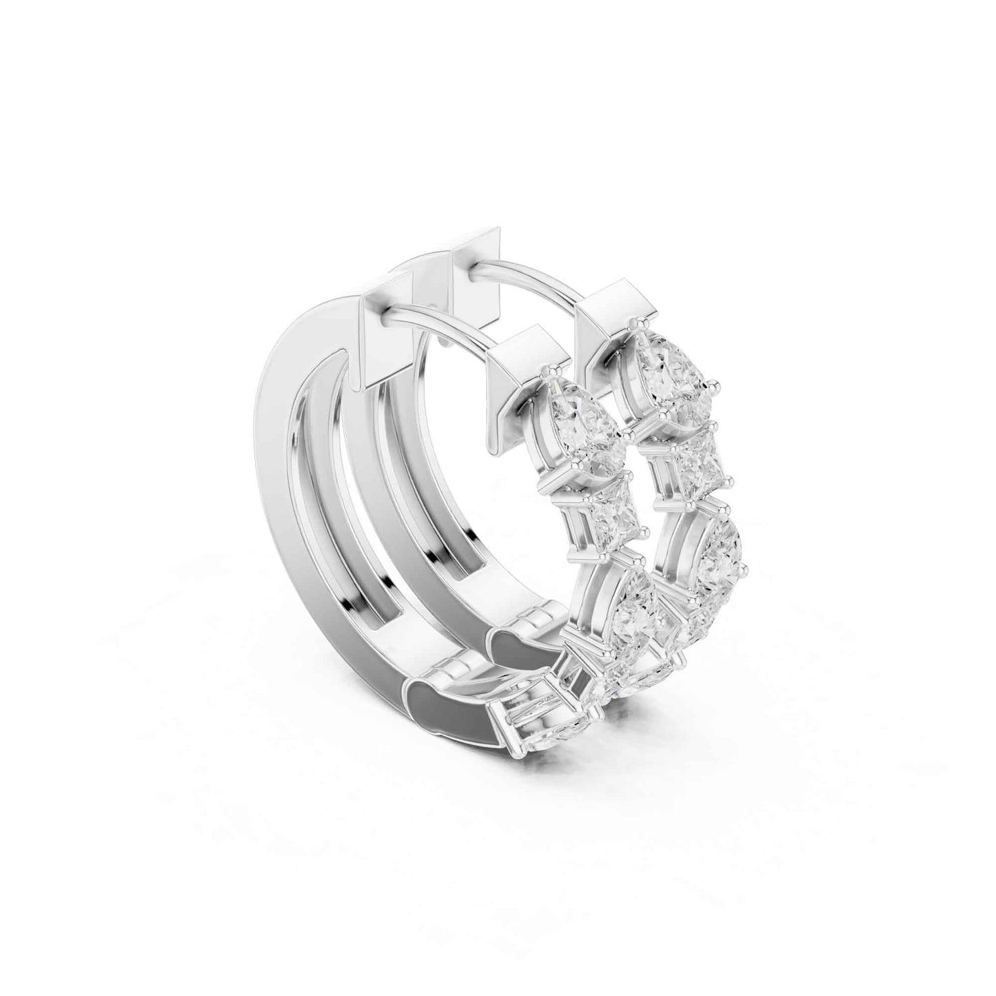 Pear & Princess Cut Lab Grown Diamond Hoop & Huggie Earrings