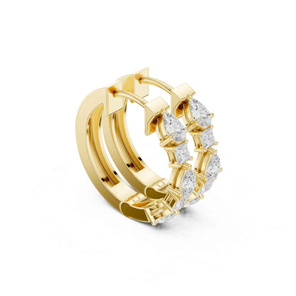 Pear & Princess Cut Lab Grown Diamond Hoop & Huggie Earrings