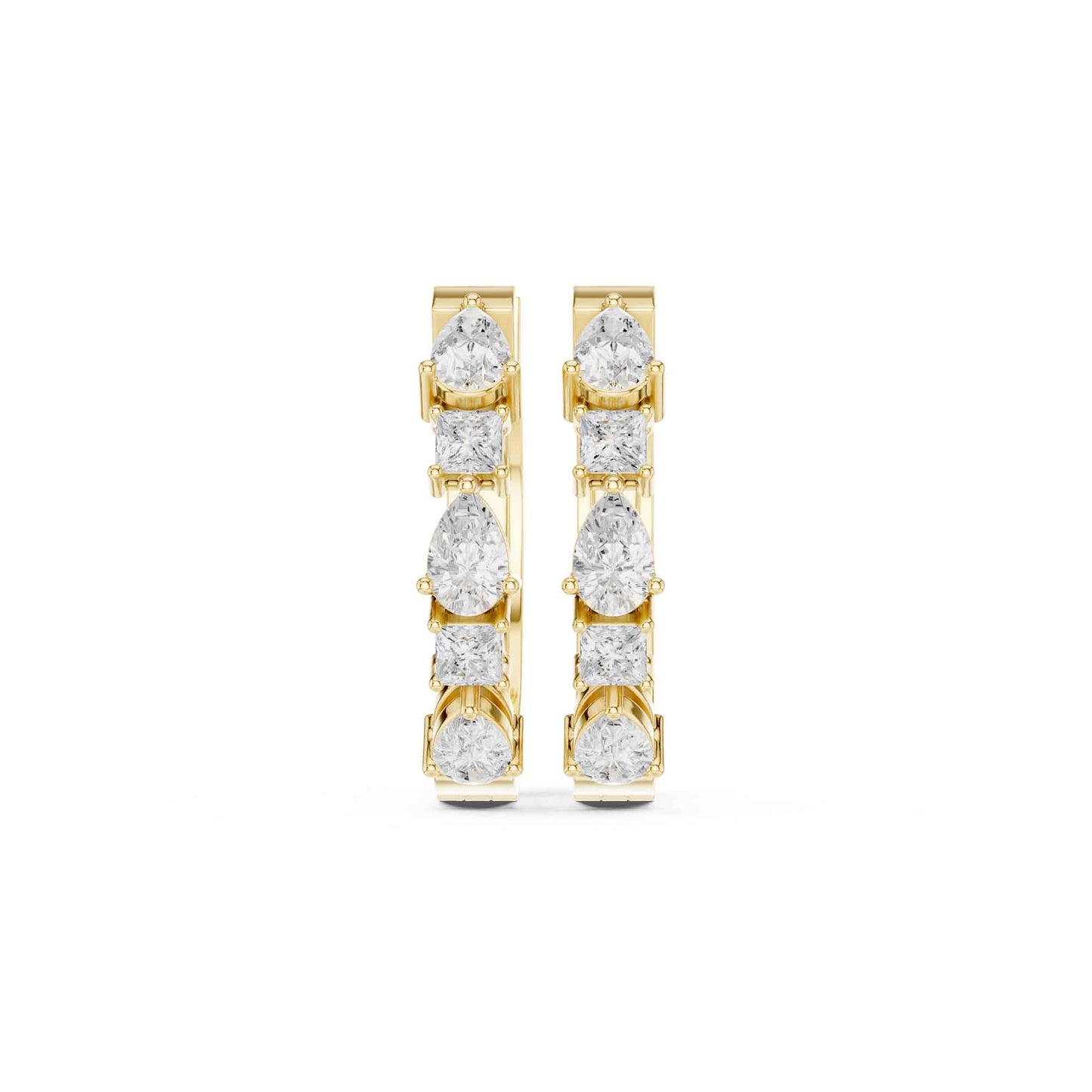 Pear & Princess Cut Lab Grown Diamond Hoop & Huggie Earrings