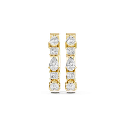 Pear & Princess Cut Lab Grown Diamond Hoop & Huggie Earrings