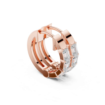 Emerald Cut Lab Grown Diamond Hoop & Huggie Earrings