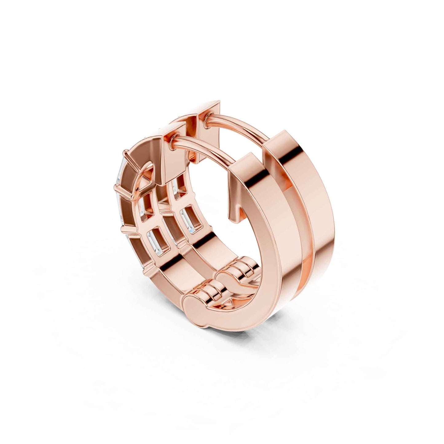 Emerald Cut Lab Grown Diamond Hoop & Huggie Earrings