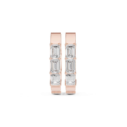 Emerald Cut Lab Grown Diamond Hoop & Huggie Earrings