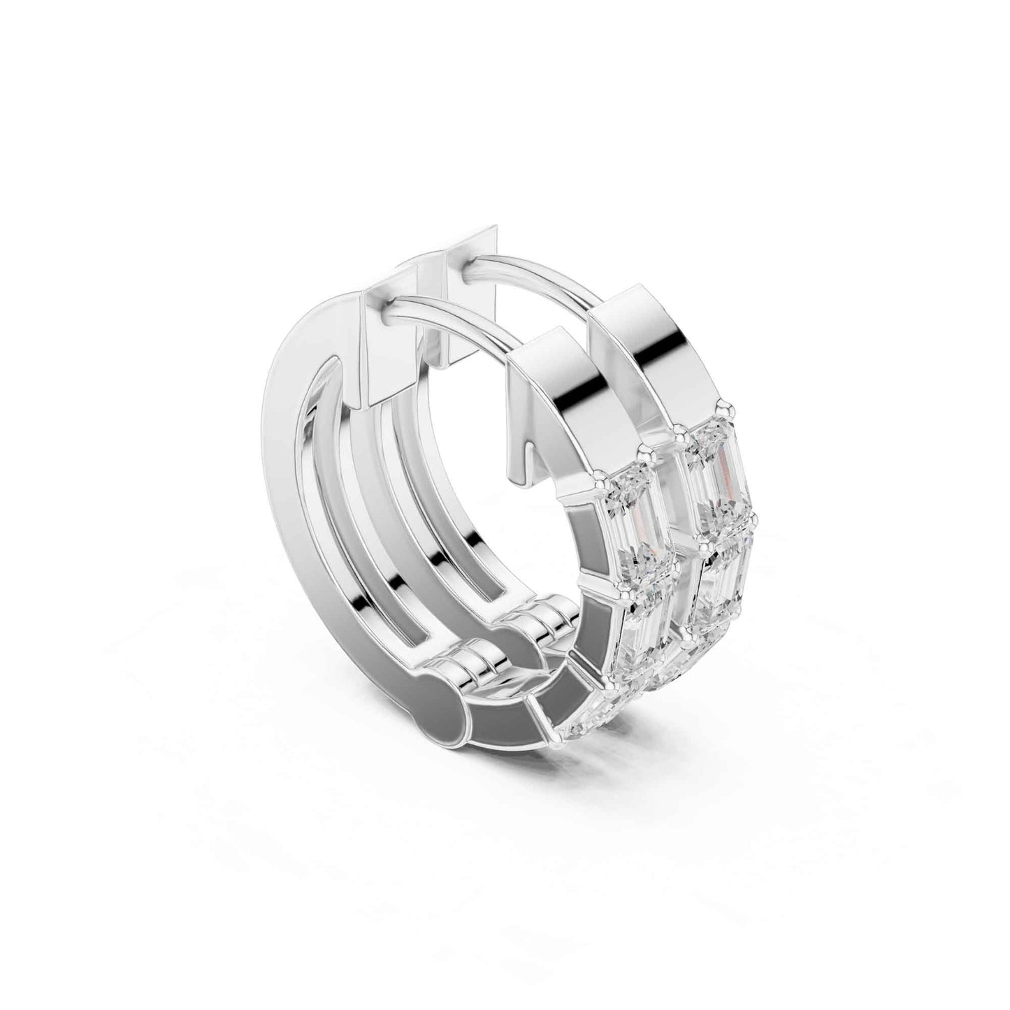 Emerald Cut Lab Grown Diamond Hoop & Huggie Earrings