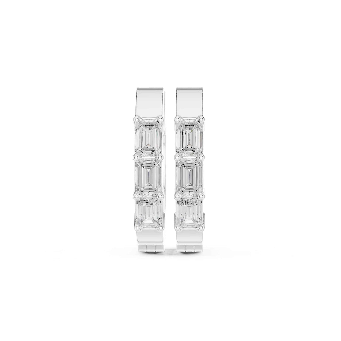 Emerald Cut Lab Grown Diamond Hoop & Huggie Earrings