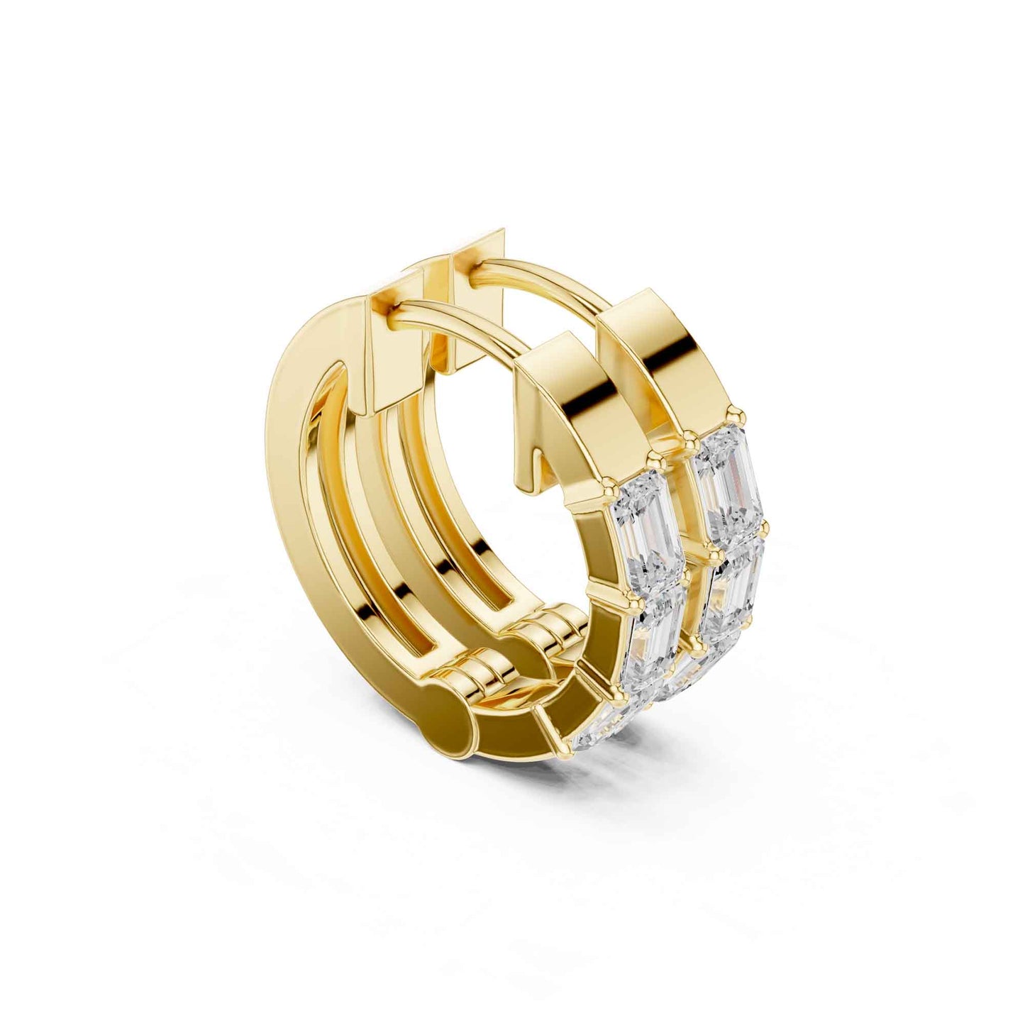Emerald Cut Lab Grown Diamond Hoop & Huggie Earrings