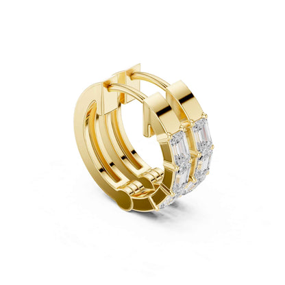 Emerald Cut Lab Grown Diamond Hoop & Huggie Earrings