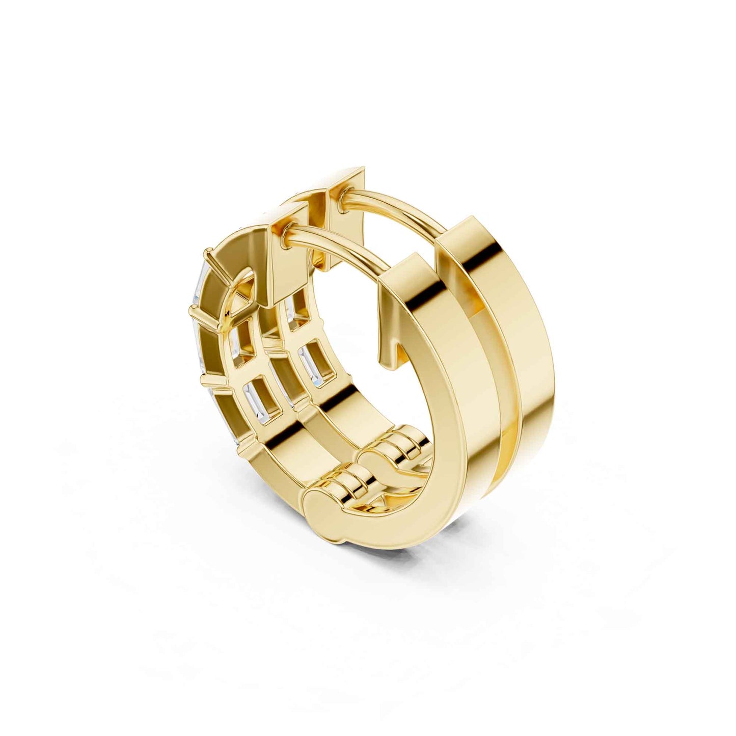 Emerald Cut Lab Grown Diamond Hoop & Huggie Earrings