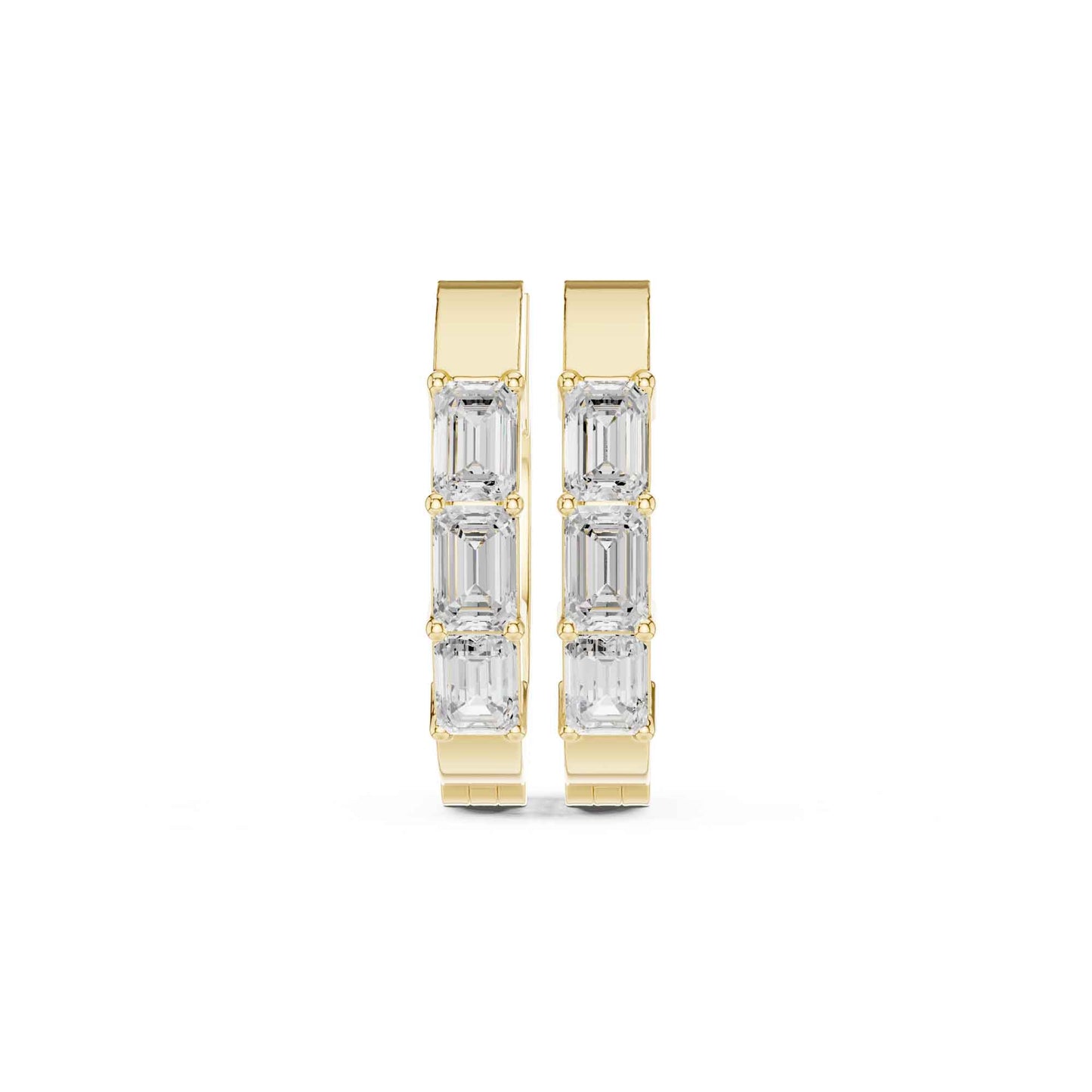 Emerald Cut Lab Grown Diamond Hoop & Huggie Earrings