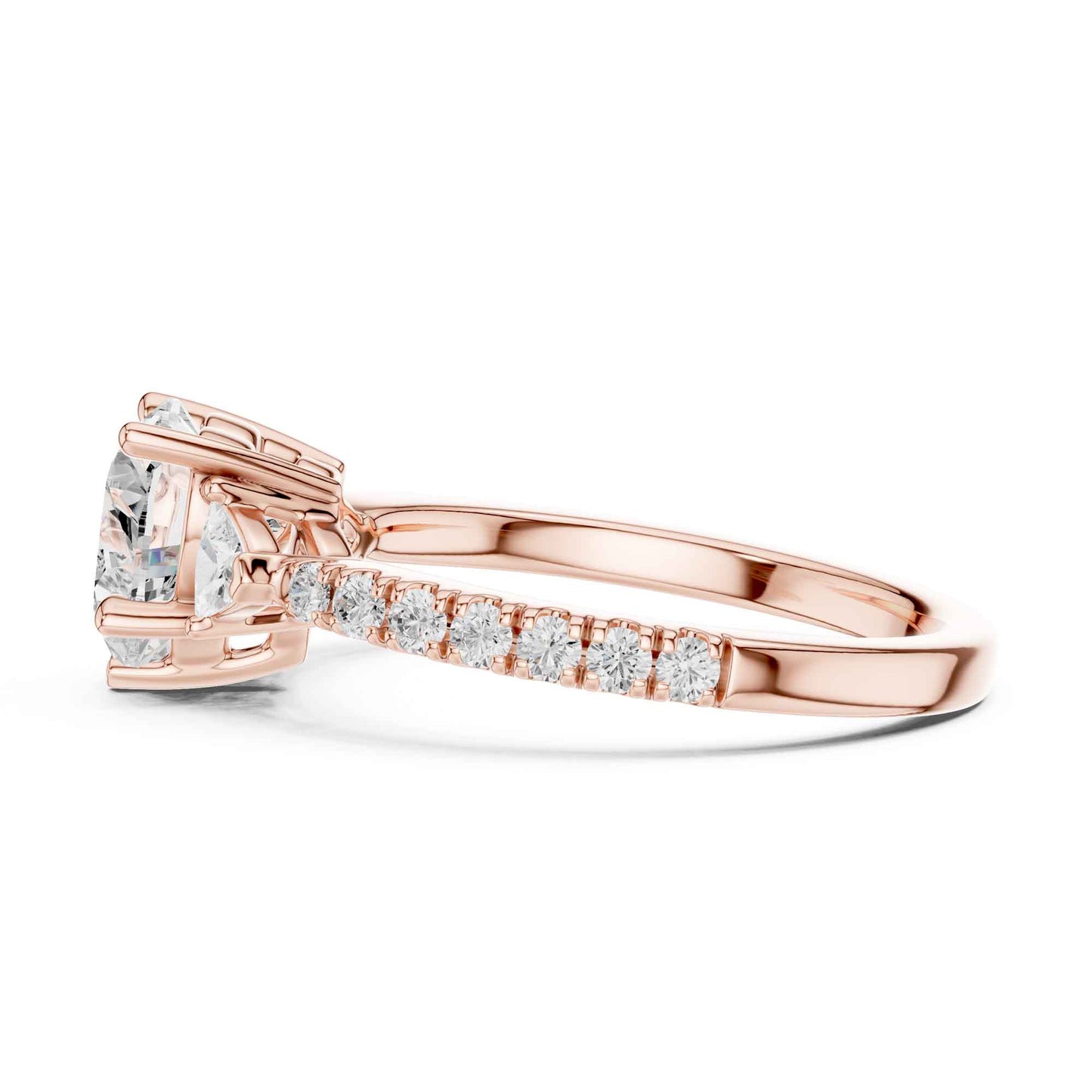 1.5 Carat Ct Heart Shaped Lab Grown Diamond Engagement Ring with Side Stones