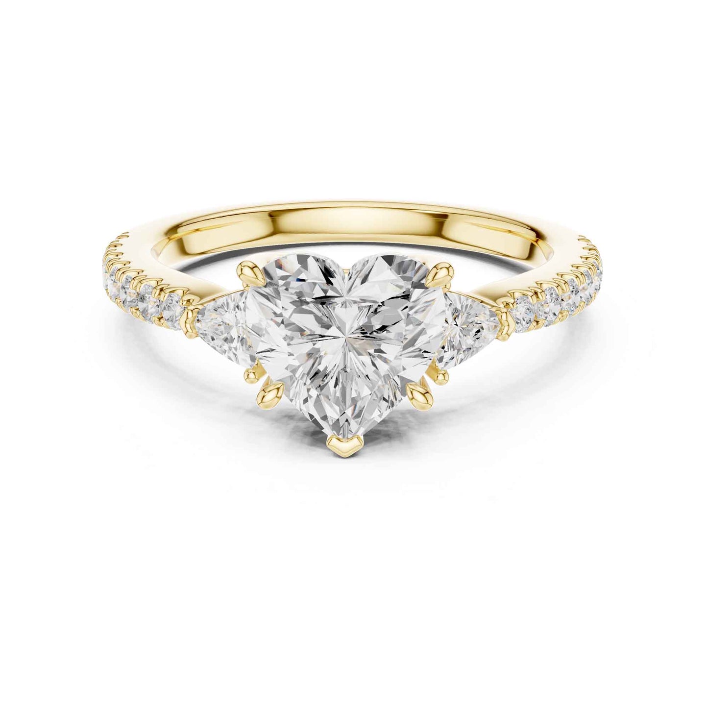 1.5 Carat Ct Heart Shaped Lab Grown Diamond Engagement Ring with Side Stones