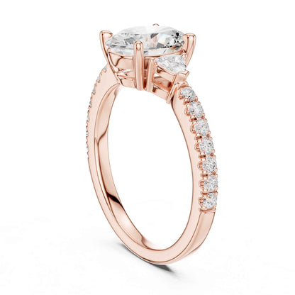 1.5 Carat Classic Oval Lab Grown Diamond Proposal Ring with Pavé Band