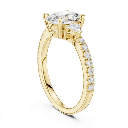 1.5 Carat Classic Oval Lab Grown Diamond Proposal Ring with Pavé Band