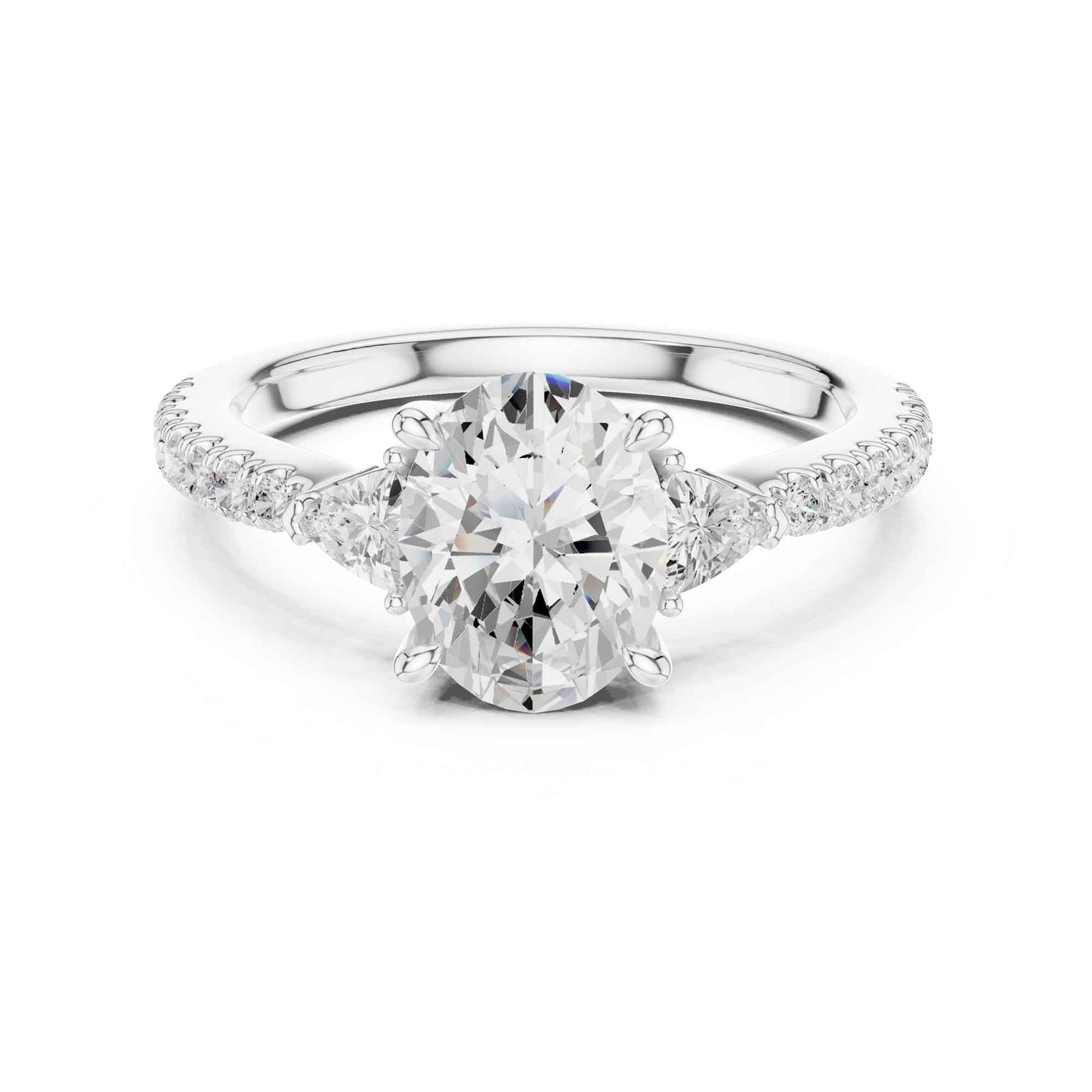1.5 Carat Classic Oval Lab Grown Diamond Proposal Ring with Pavé Band