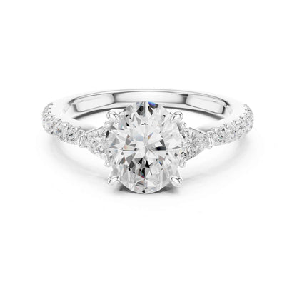 1.5 Carat Classic Oval Lab Grown Diamond Proposal Ring with Pavé Band
