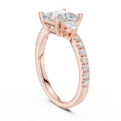 1.5 Carat Princess Lab Grown Diamond Engagement Ring with Side Stones