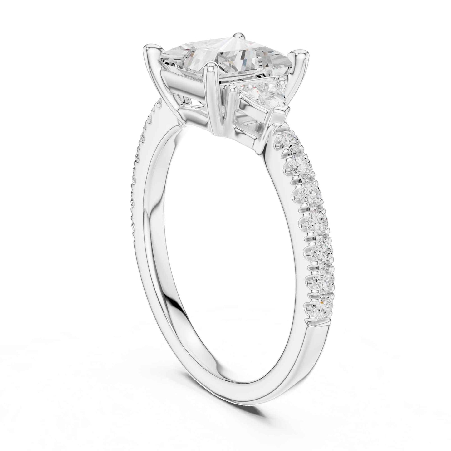 1.5 Carat Princess Lab Grown Diamond Engagement Ring with Side Stones