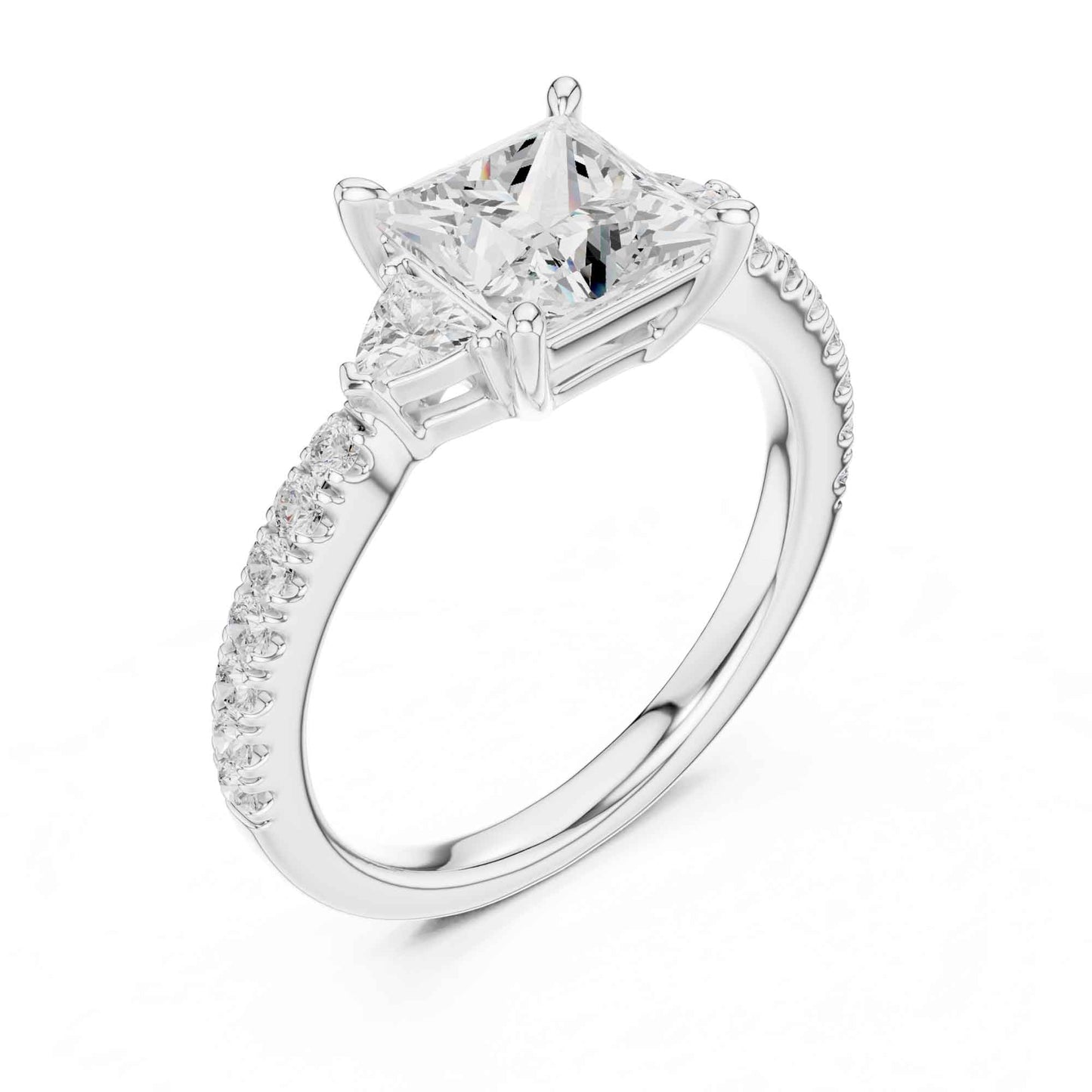 1.5 Carat Princess Lab Grown Diamond Engagement Ring with Side Stones