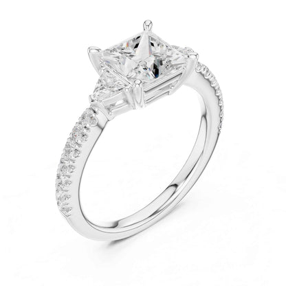1.5 Carat Princess Lab Grown Diamond Engagement Ring with Side Stones