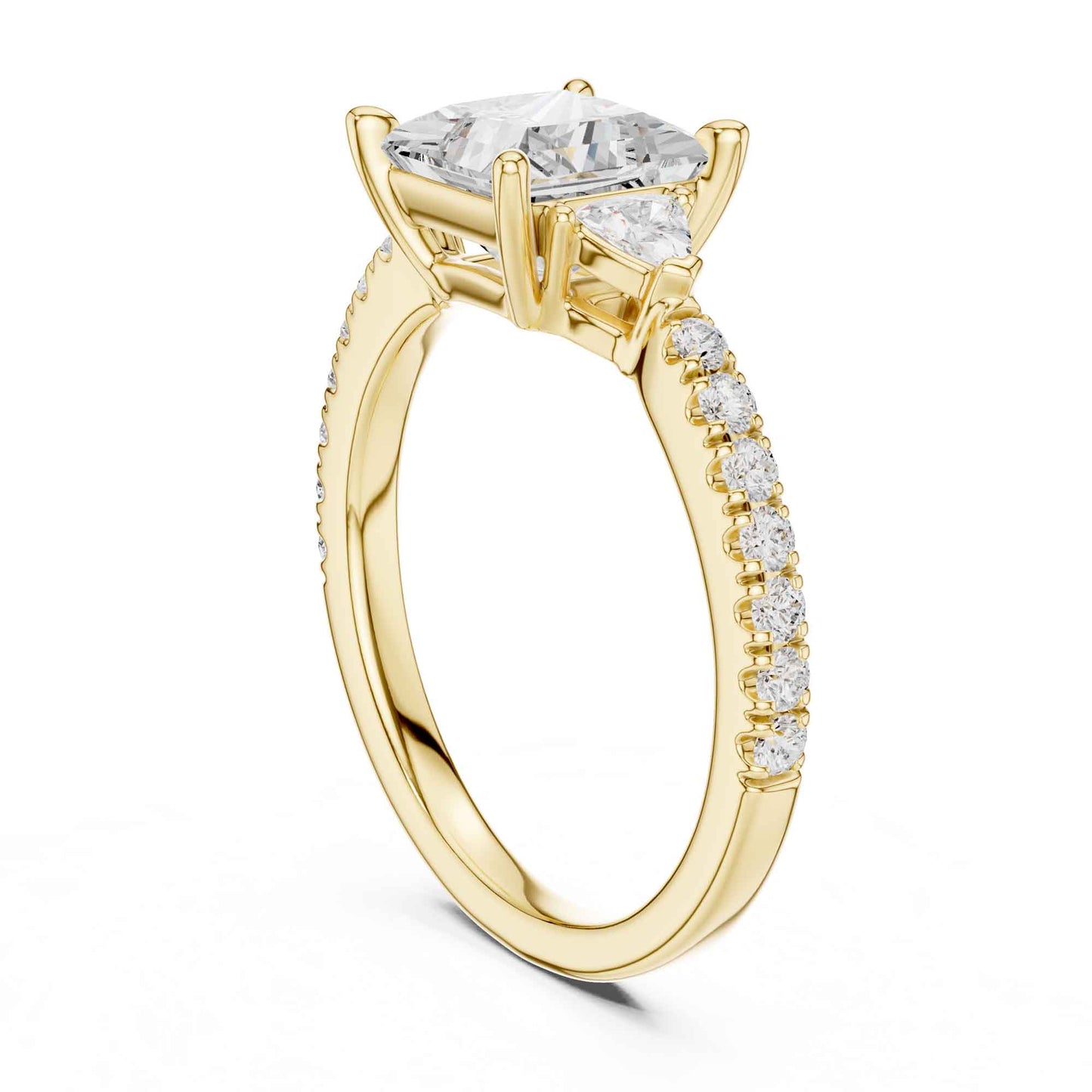 1.5 Carat Princess Lab Grown Diamond Engagement Ring with Side Stones