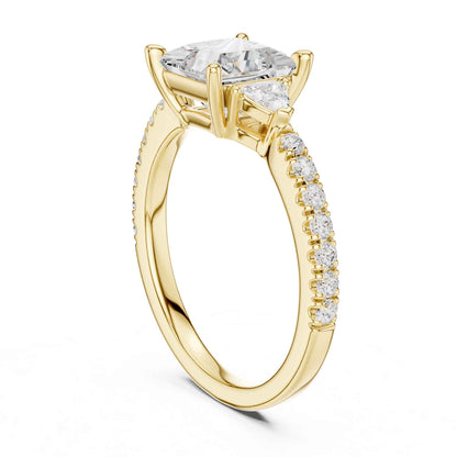 1.5 Carat Princess Lab Grown Diamond Engagement Ring with Side Stones