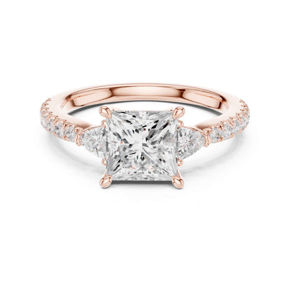 1.5 Carat Princess Lab Grown Diamond Engagement Ring with Side Stones