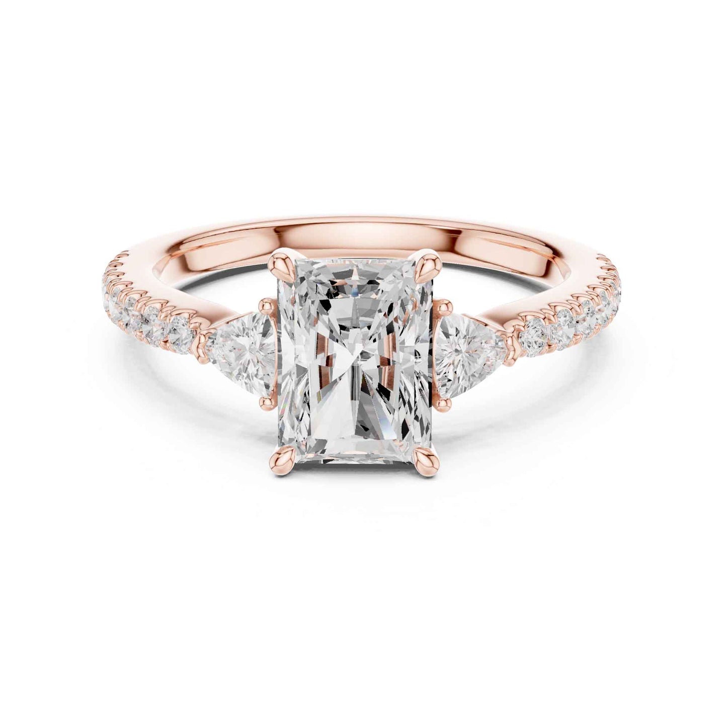 1.5 Carat Radiant Cut Lab Grown Diamond Three Stone Engagement Ring