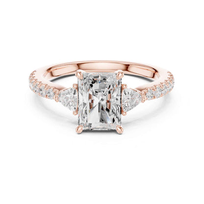 1.5 Carat Radiant Cut Lab Grown Diamond Three Stone Engagement Ring
