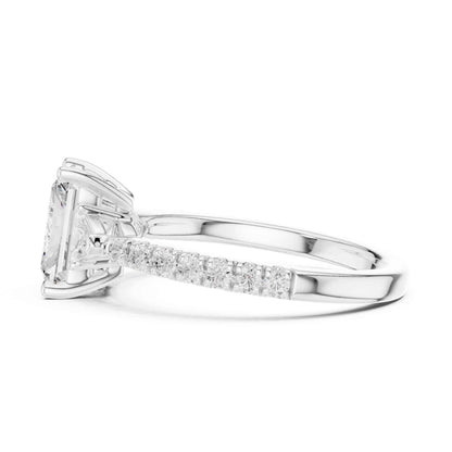 1.5 Carat Radiant Cut Lab Grown Diamond Three Stone Engagement Ring