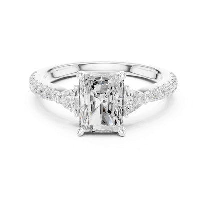 1.5 Carat Radiant Cut Lab Grown Diamond Three Stone Engagement Ring