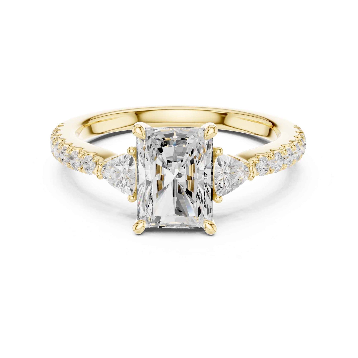 1.5 Carat Radiant Cut Lab Grown Diamond Three Stone Engagement Ring