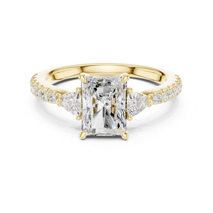 1.5 Carat Radiant Cut Lab Grown Diamond Three Stone Engagement Ring