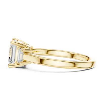 1.5 Carat Asscher Cut Lab Grown Diamond Three Stone Engagement Ring