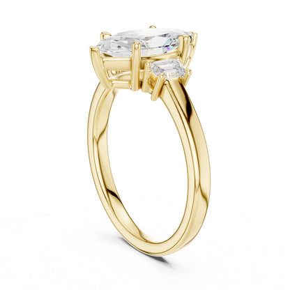 1.5 Carat Marquise Cut Lab Grown Diamond Three Stone Engagement Ring