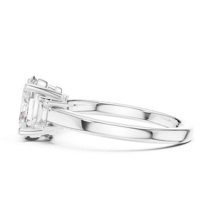 1.5 Carat Oval Cut Lab Grown Diamond Three Stone Engagement Ring with