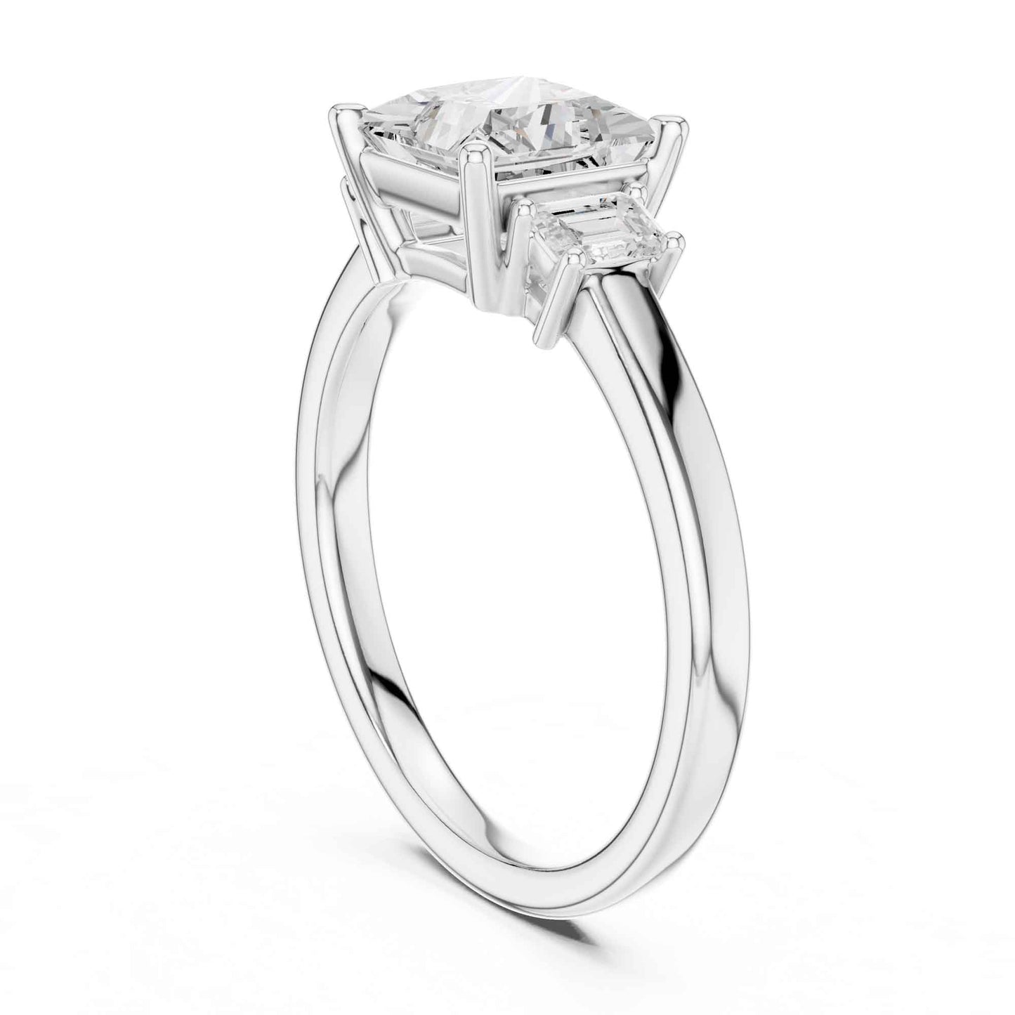 1.5 Carat  Princess Cut Lab Grown Diamond Three Stone Engagement Ring