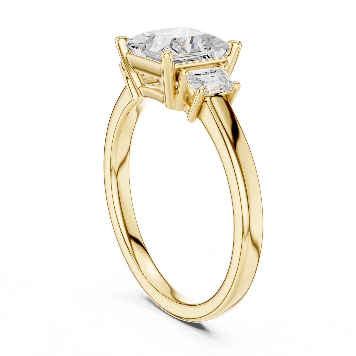 1.5 Carat  Princess Cut Lab Grown Diamond Three Stone Engagement Ring
